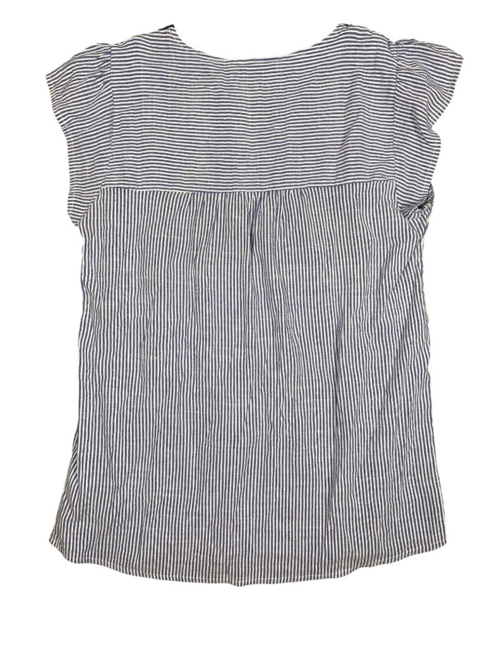 Savanna Jane Embroidered Striped Flutter Sleeve Top Blue White Small Cotton Blen - Picture 3 of 7